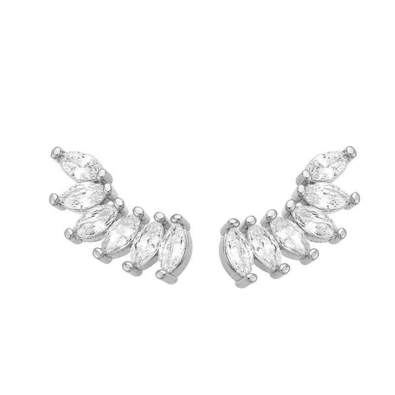 Brinco Ear Cuff Helena Zircônias Folheado em Ródio Branco - Piuka