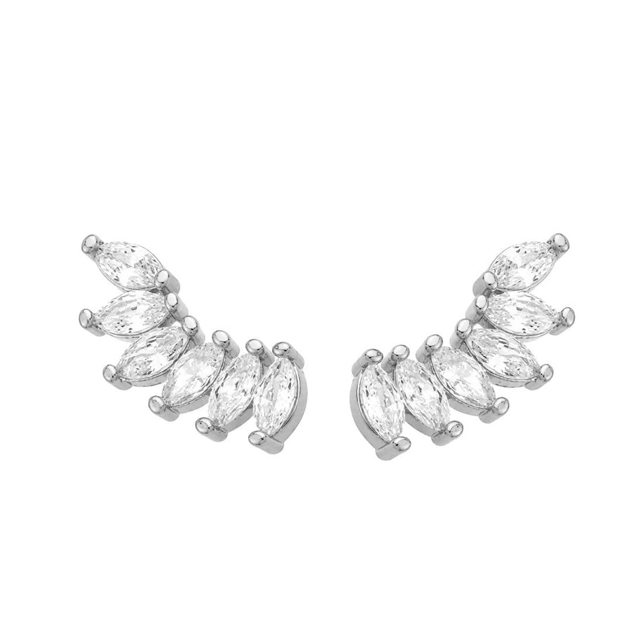 Brinco Ear Cuff Helena Zircônias Folheado em Ródio Branco - Piuka