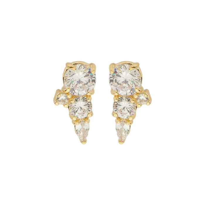 Brinco Ear Cuff Jade Zircônias Folheado a Ouro 18k