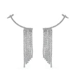 Brinco Ear Cuff Jenny Franjas Zircônias Folheado em Ródio Branco - Piuka