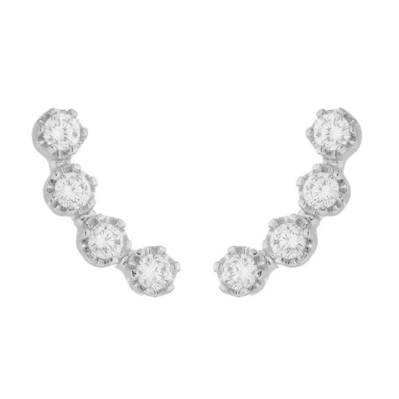 Brinco Ear Cuff July Zircônias Folheado em Ródio Branco - Piuka