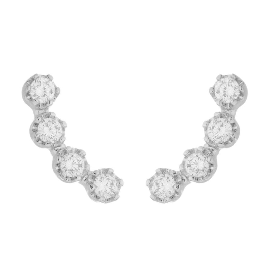 Brinco Ear Cuff July Zircônias Folheado em Ródio Branco - Piuka