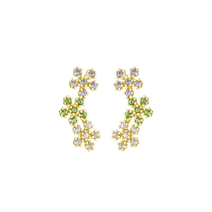 Brinco Ear Cuff Laís Flores Zircônias Coloridas Folheado a Ouro 18k