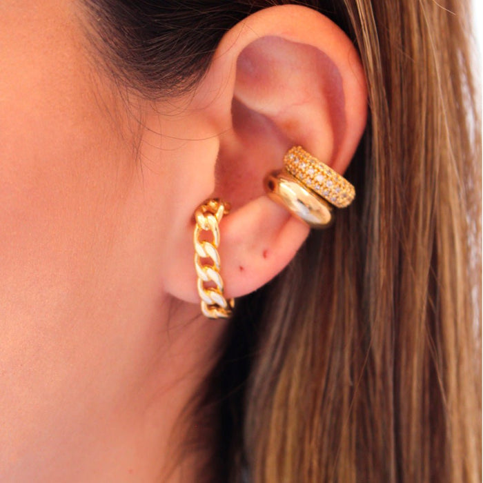 Brinco Ear Hook Brooke Elos Folheado a Ouro 18k