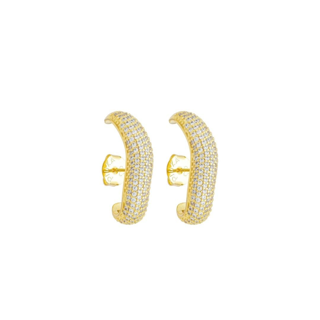 Brinco Ear Hook Lorena Zircônias Folheado a Ouro 18k - Piuka