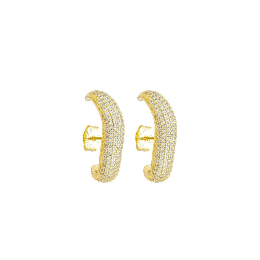 Brinco Ear Hook Lorena Zircônias Folheado a Ouro 18k - Piuka