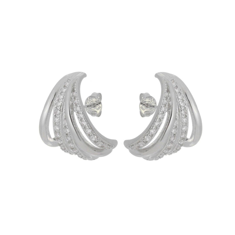 Brinco Ear Hook Serena Zircônias Folheado em Ródio Branco - Piuka