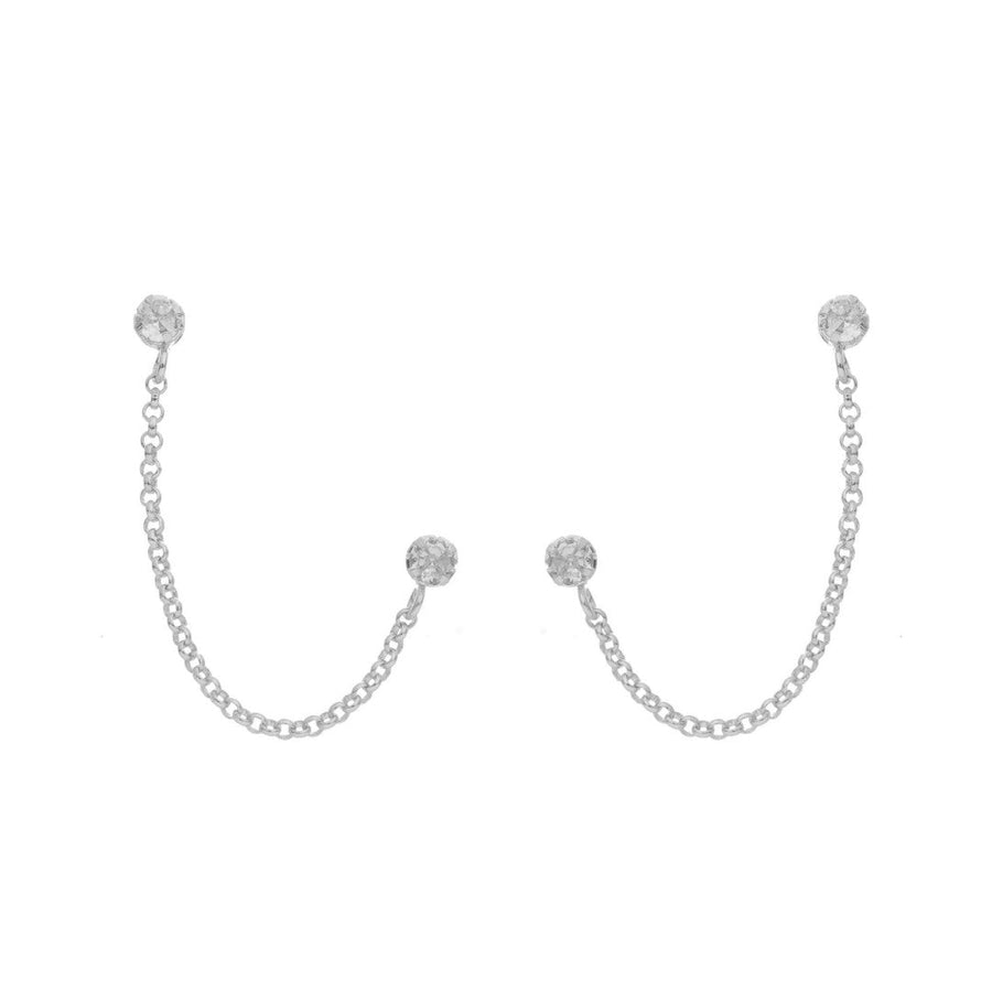 Brinco Ear Line Lyna Ponto de Luz Zircônias Folheado em Ródio Branco - Piuka