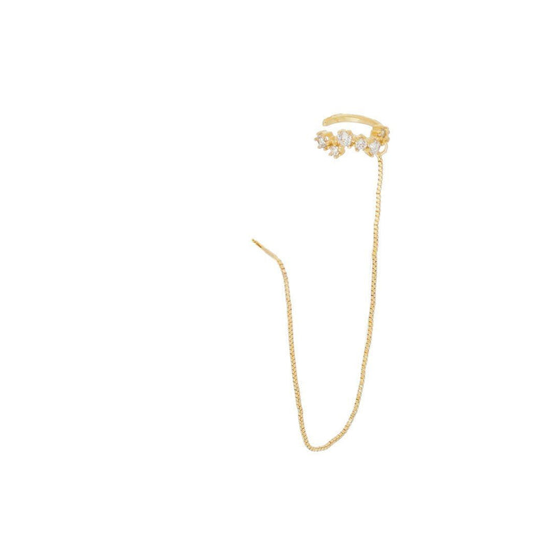 Brinco Ear Line Unitário Laís Zircônias Folheado a Ouro 18k - Piuka