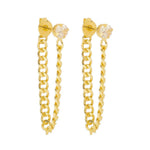 Brinco Ear Line Yara M Ponto de Luz Zircônia Folheado a Ouro 18k - Piuka