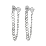 Brinco Ear Line Yara M Ponto de Luz Zircônia Folheado em Ródio Branco - Piuka