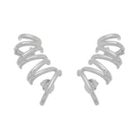 Brinco Flavia Ear Cuff Folheado em Ródio Branco - Piuka