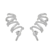 Brinco Flavia Ear Cuff Folheado em Ródio Branco - Piuka