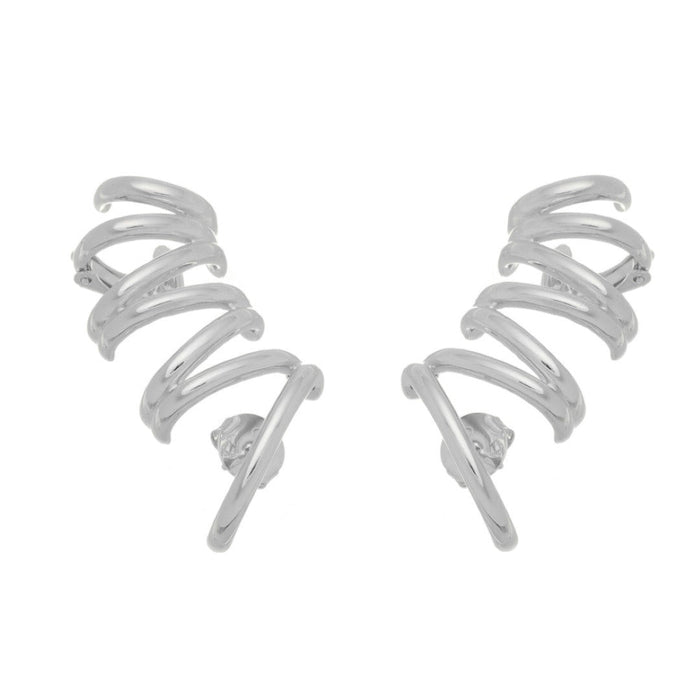 Brinco Flavia Ear Cuff Folheado em Ródio Branco
