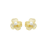 Brinco Flor Camille Pérola Folheado a Ouro 18k - Piuka