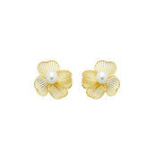 Brinco Flor Camille Pérola Folheado a Ouro 18k - Piuka