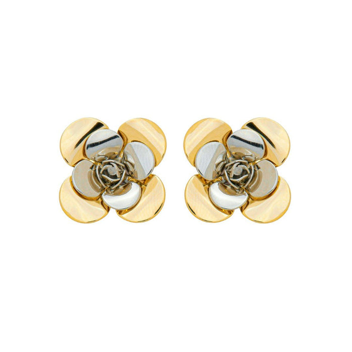 Brinco Flor Eloá G Folheado a Ouro 18k Folheado em Ródio Branco