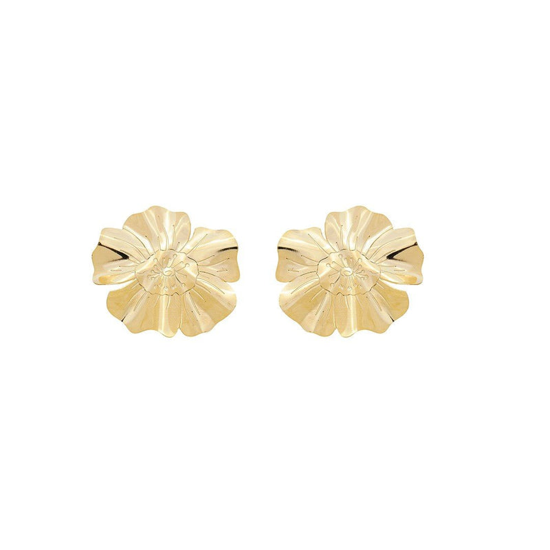 Brinco Flor Orgânico Cláudia Folheado a Ouro 18k - Piuka