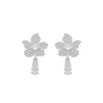 Brinco Flor Penélope Zircônias Folheado em Ródio Branco - Piuka