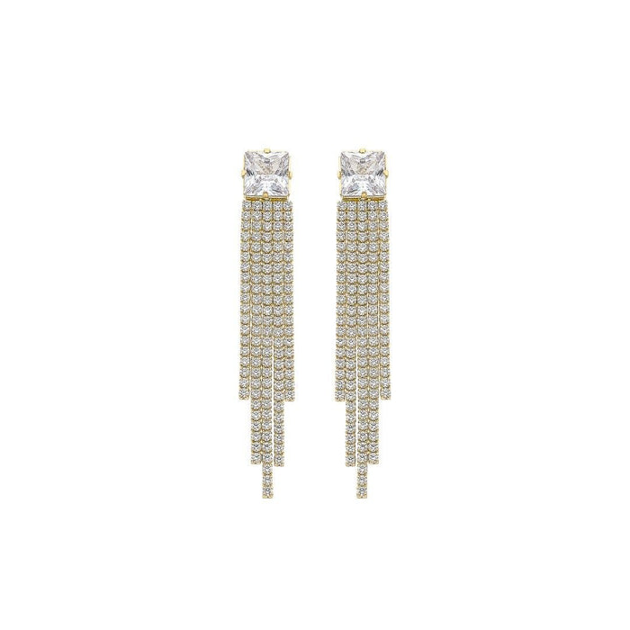 Brinco Franjas Antonella Zicônias Folheado a Ouro 18k