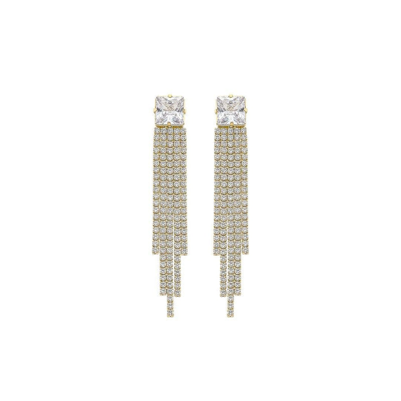 Brinco Franjas Antonella Zicônias Folheado a Ouro 18k - Piuka