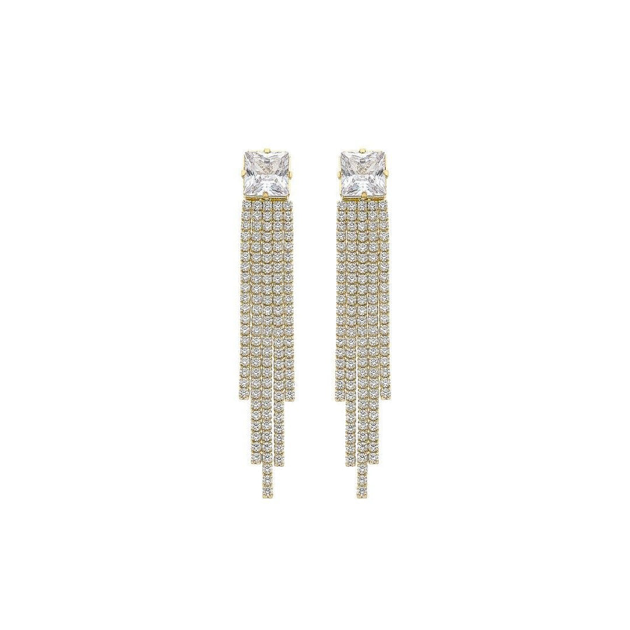 Brinco Franjas Antonella Zicônias Folheado a Ouro 18k - Piuka