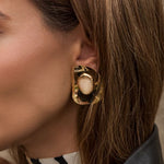 Brinco Geométrico Paula Nude Folheado a Ouro 18k - Piuka