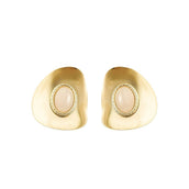 Brinco Geométrico Paula Nude Folheado a Ouro 18k - Piuka