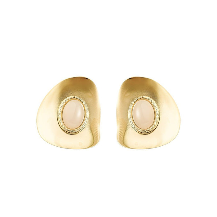 Brinco Geométrico Paula Nude Folheado a Ouro 18k