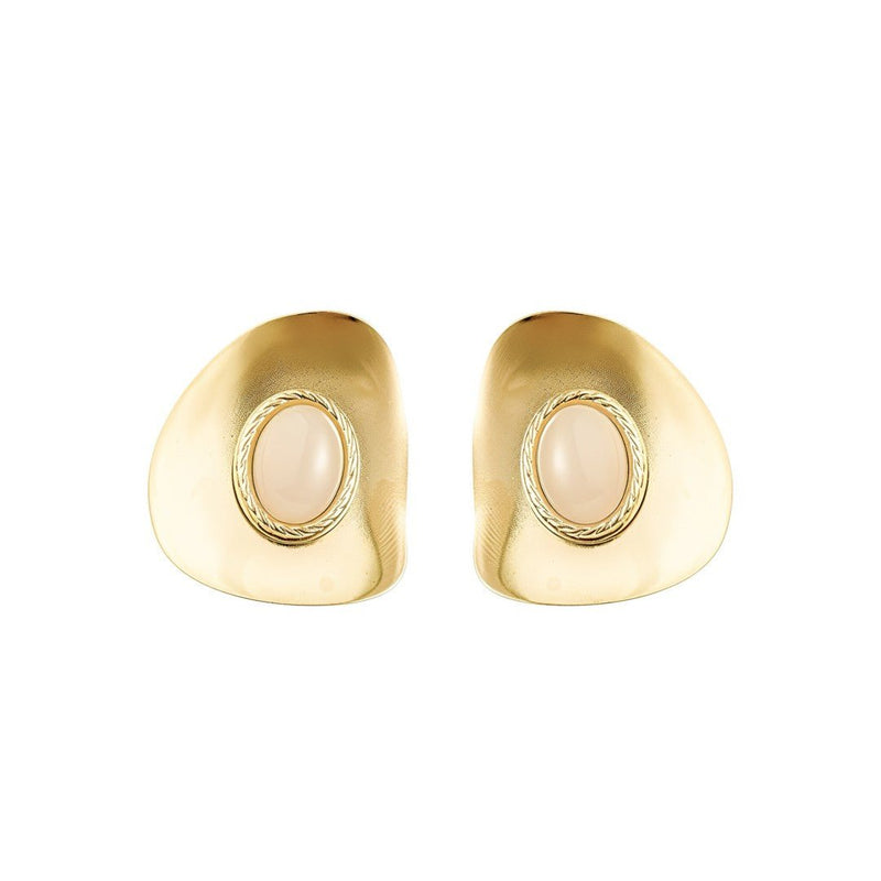 Brinco Geométrico Paula Nude Folheado a Ouro 18k - Piuka