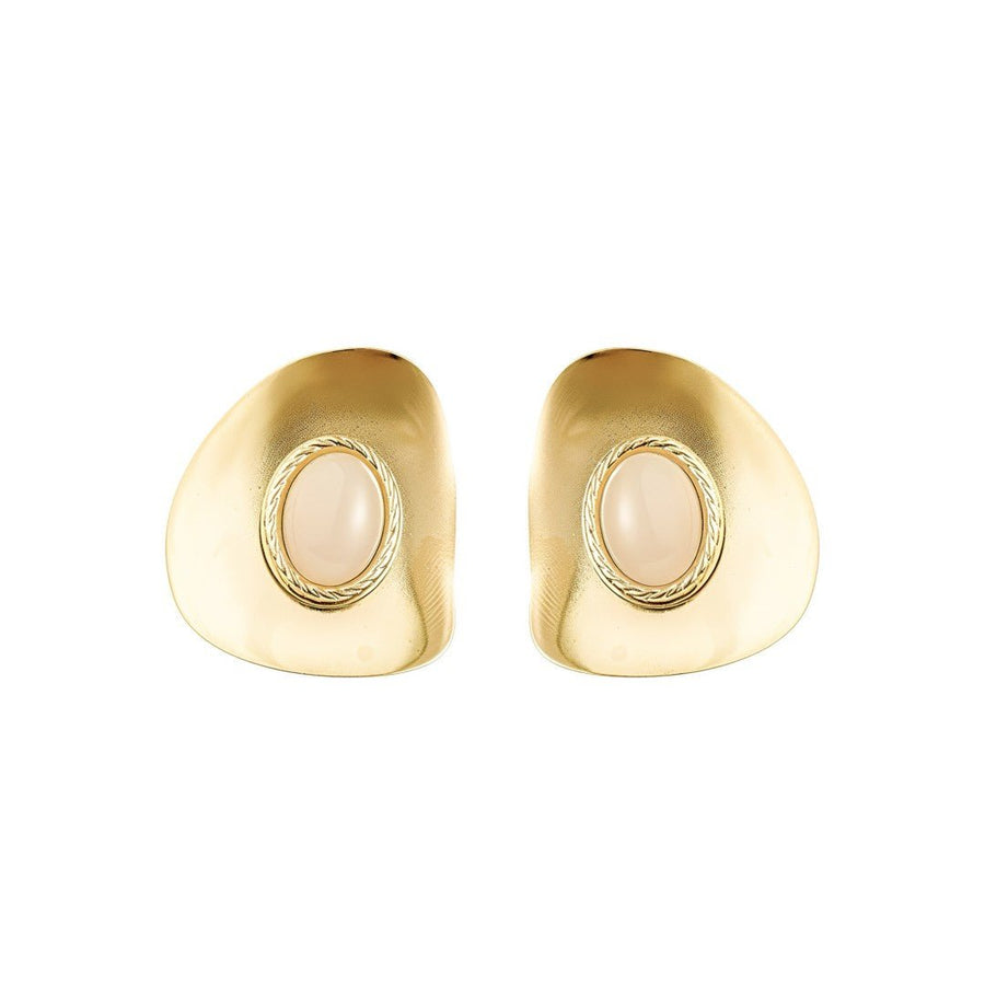 Brinco Geométrico Paula Nude Folheado a Ouro 18k - Piuka