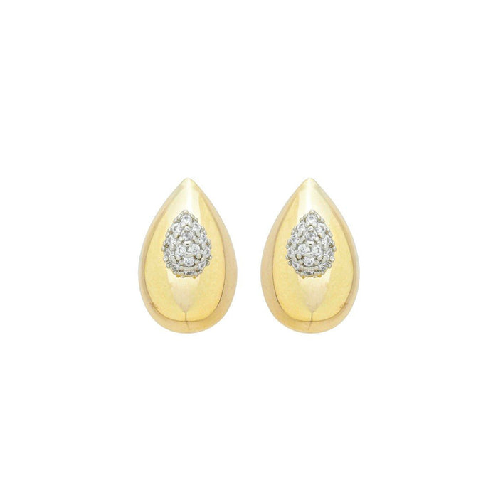Brinco Gota Elisa Zircônias Folheado a Ouro 18k e Folheado em Ródio Branco