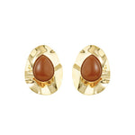 Brinco Gota Orgânico Kelly Marrom Folheado a Ouro 18k - Piuka