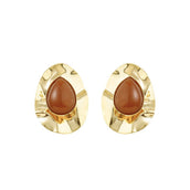 Brinco Gota Orgânico Kelly Marrom Folheado a Ouro 18k - Piuka