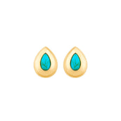 Brinco Gota Stefani Turquesa Folheado a Ouro 18k - Piuka
