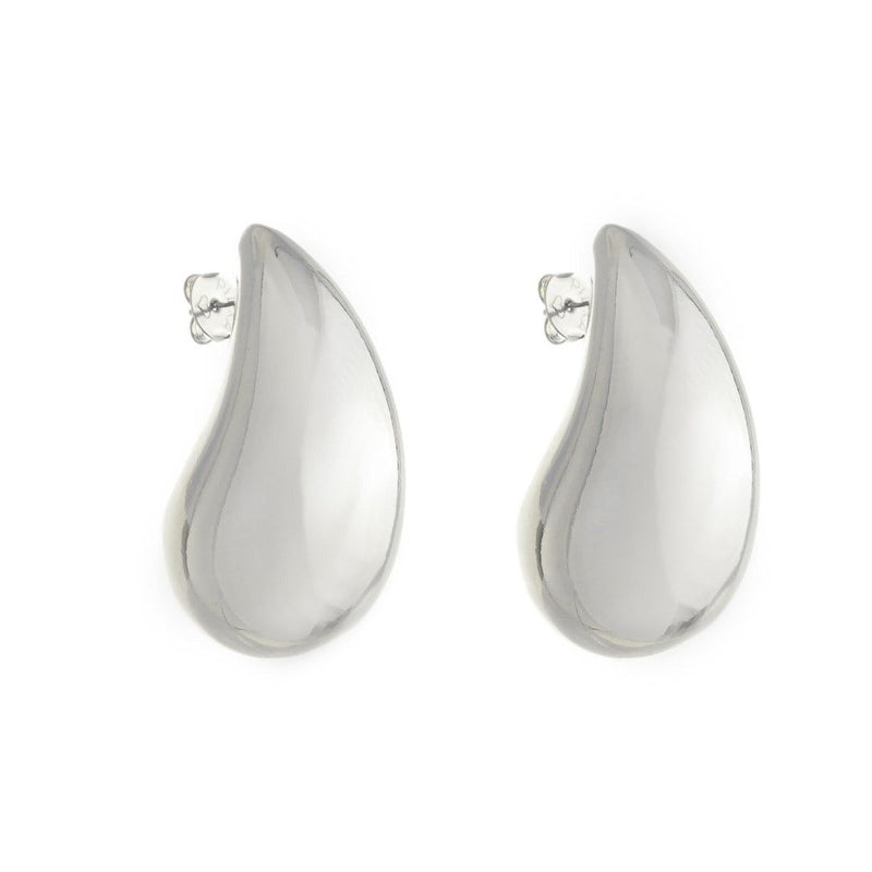 Brinco Hailey Gota Grande Folheado em Ródio Branco Piuka - Piuka