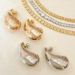 Brinco Hailey Gota Grande Folheado em Ródio Branco Piuka - Piuka