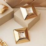 Brinco Iris Quadrado Chaton Dourado - Piuka