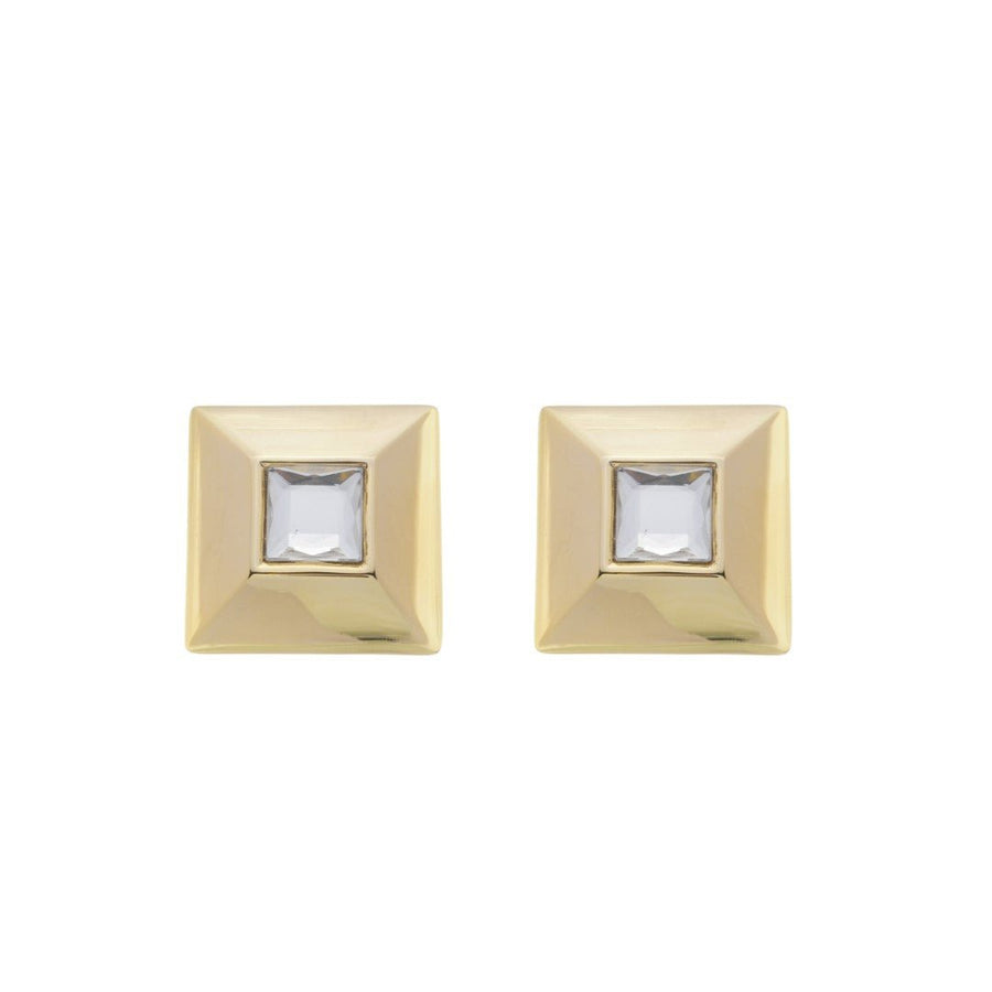 Brinco Iris Quadrado Chaton Dourado - Piuka