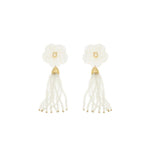 Brinco Jaque Flor Madrepérola Zircônia Cristais Opaline Folheado a Ouro 18k - Piuka