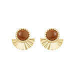 Brinco Leque Mia Marrom Folheado a Ouro 18k - Piuka