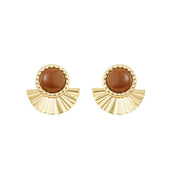 Brinco Leque Mia Marrom Folheado a Ouro 18k - Piuka