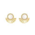 Brinco Leque Mia Off White Folheado a Ouro 18k - Piuka