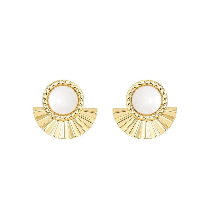 Brinco Leque Mia Off White Folheado a Ouro 18k