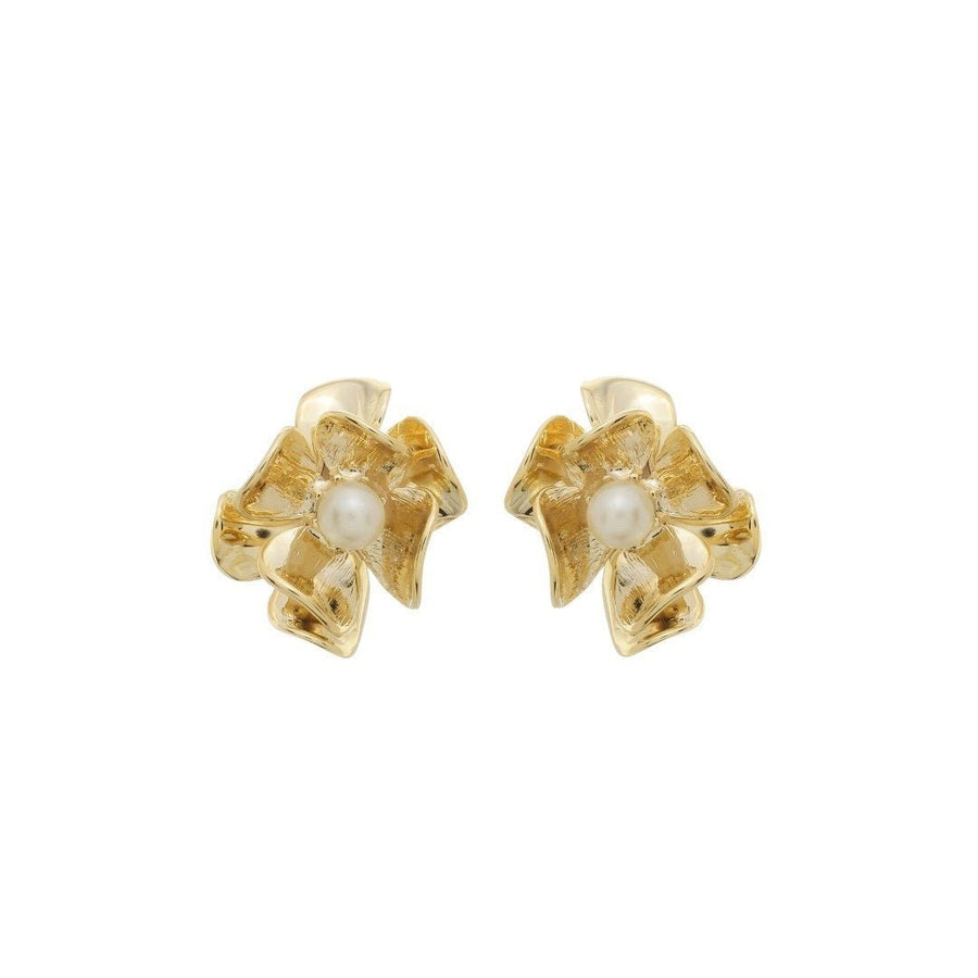 Brinco Liane Flor Pérola Dourado - Piuka