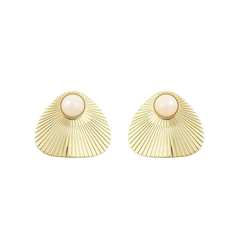 Brinco Losango Olga Off White Folheado a Ouro 18k - Piuka