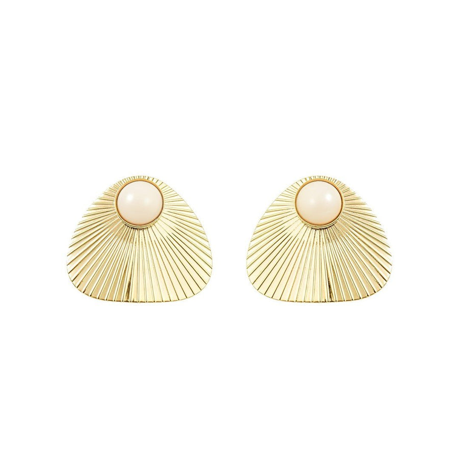 Brinco Losango Olga Off White Folheado a Ouro 18k - Piuka