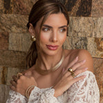 Brinco Losango Olga Off White Folheado a Ouro 18k - Piuka
