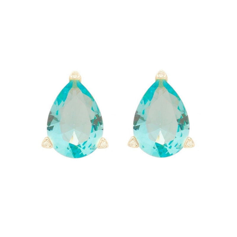 Brinco Maria Sophia Gota Zircônia Acqua Folheado a Ouro 18k - Piuka