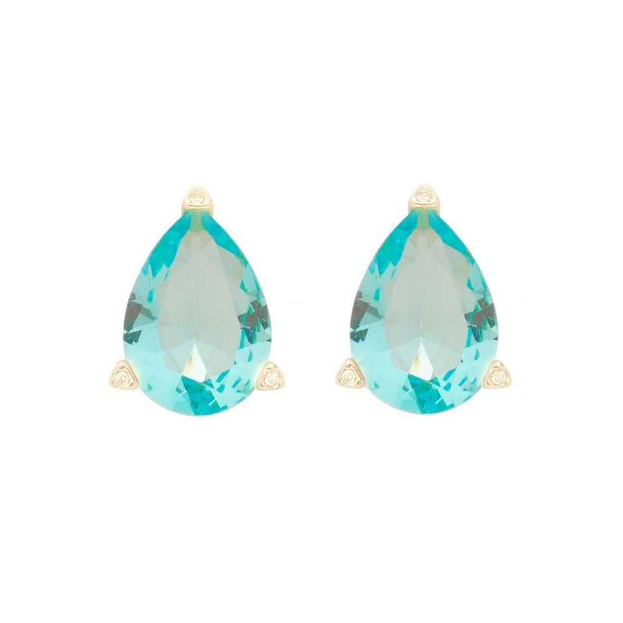 Brinco Maria Sophia Gota Zircônia Acqua Folheado a Ouro 18k - Piuka